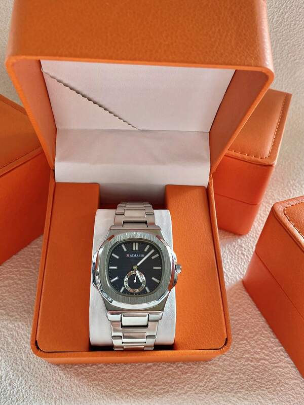 1 pieza Reloj de pulsera casual de estilo empresarial con pantalla cuadrada dual